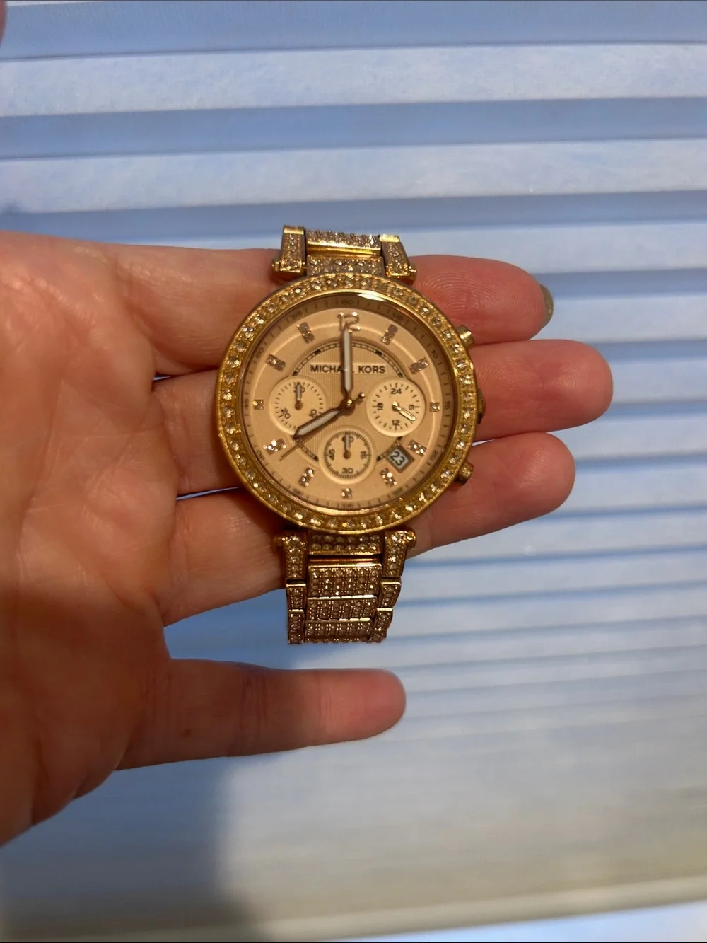 Michael Kors Rose Gold Crystal-Embellished Chronograph Watch